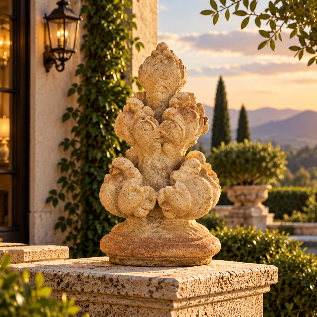 Leafy Elegance Finial Top Architectural Sculpture