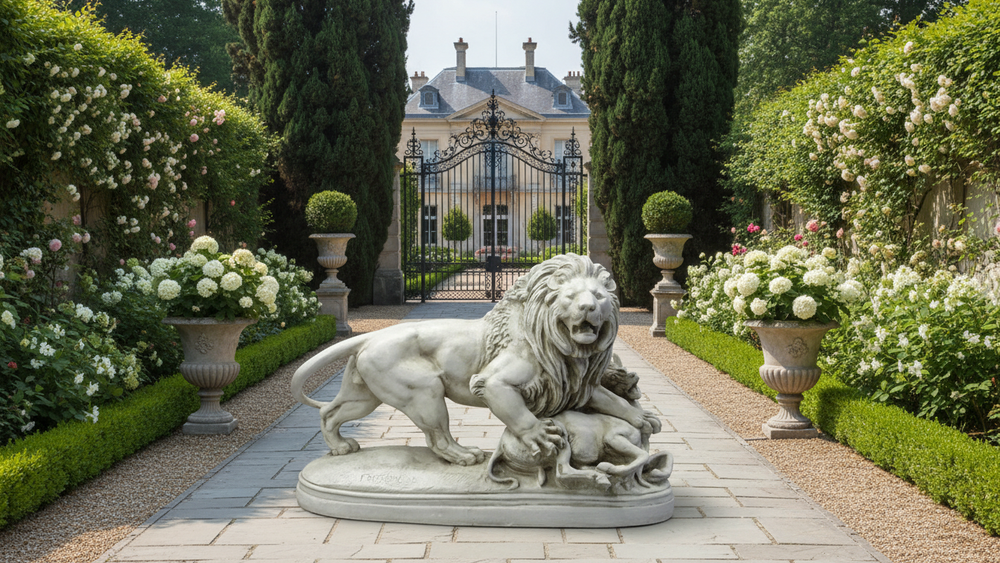 Lion and Lamb Sculpture  Symbol of Peace Garden Statue