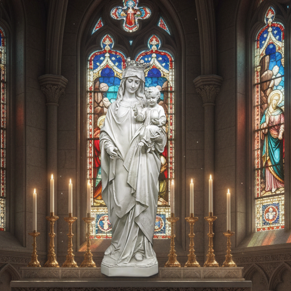Sacred Maternal Bond: Blessed Virgin Mary & Child 65" Religious Statue