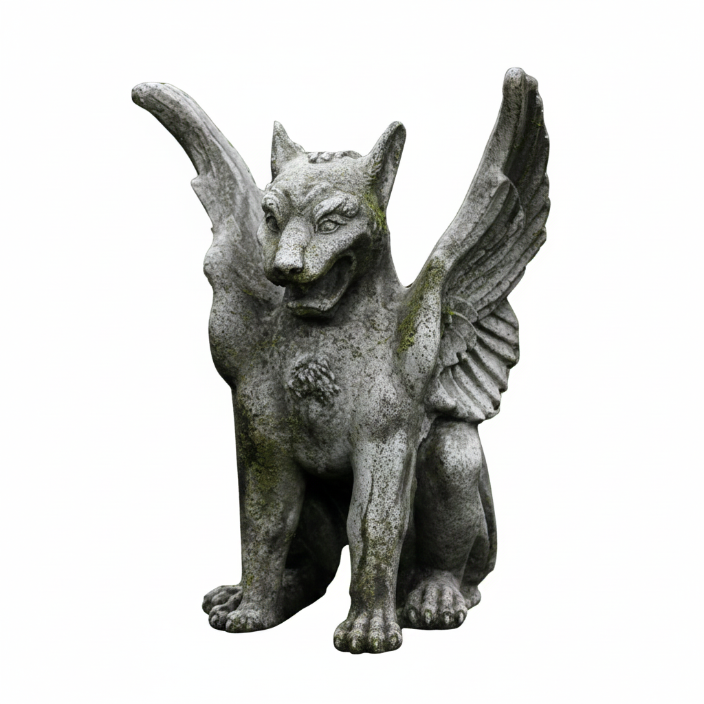 Stone gargoyle statue on a white background