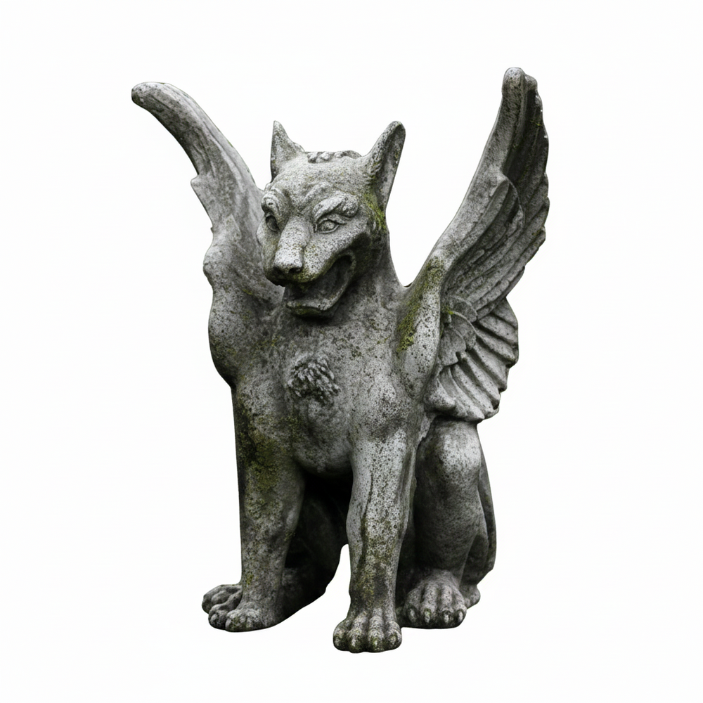 Stone gargoyle statue on a white background