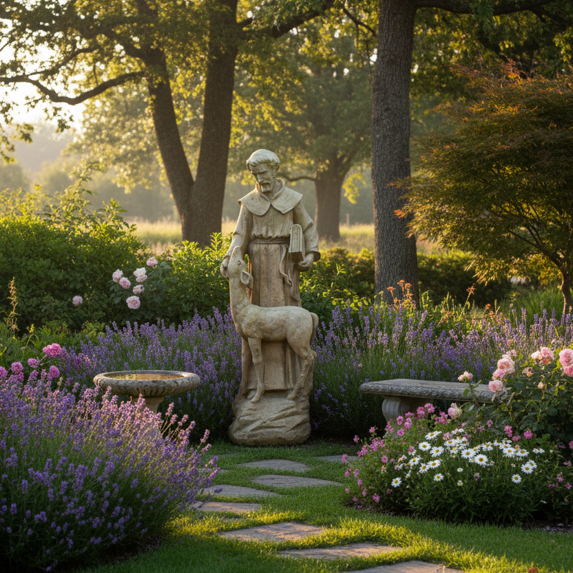 Saint Francis With Deer 20 Garden Animal Statue