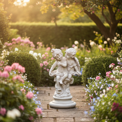 Hera And Eros, Playful Child Angel Home Garden Sculpture Statue