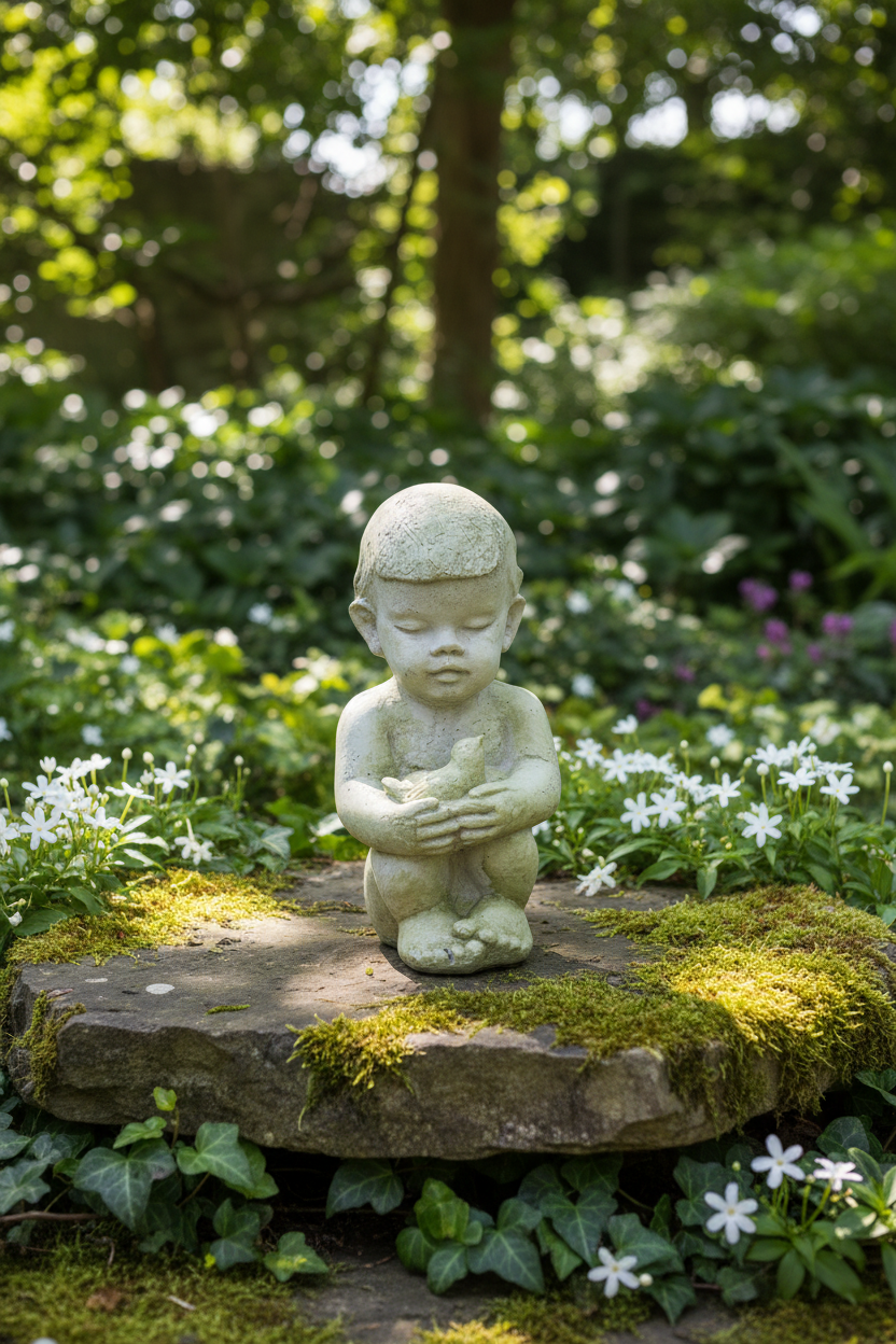 Adorable Boy Home Garden Sculpture