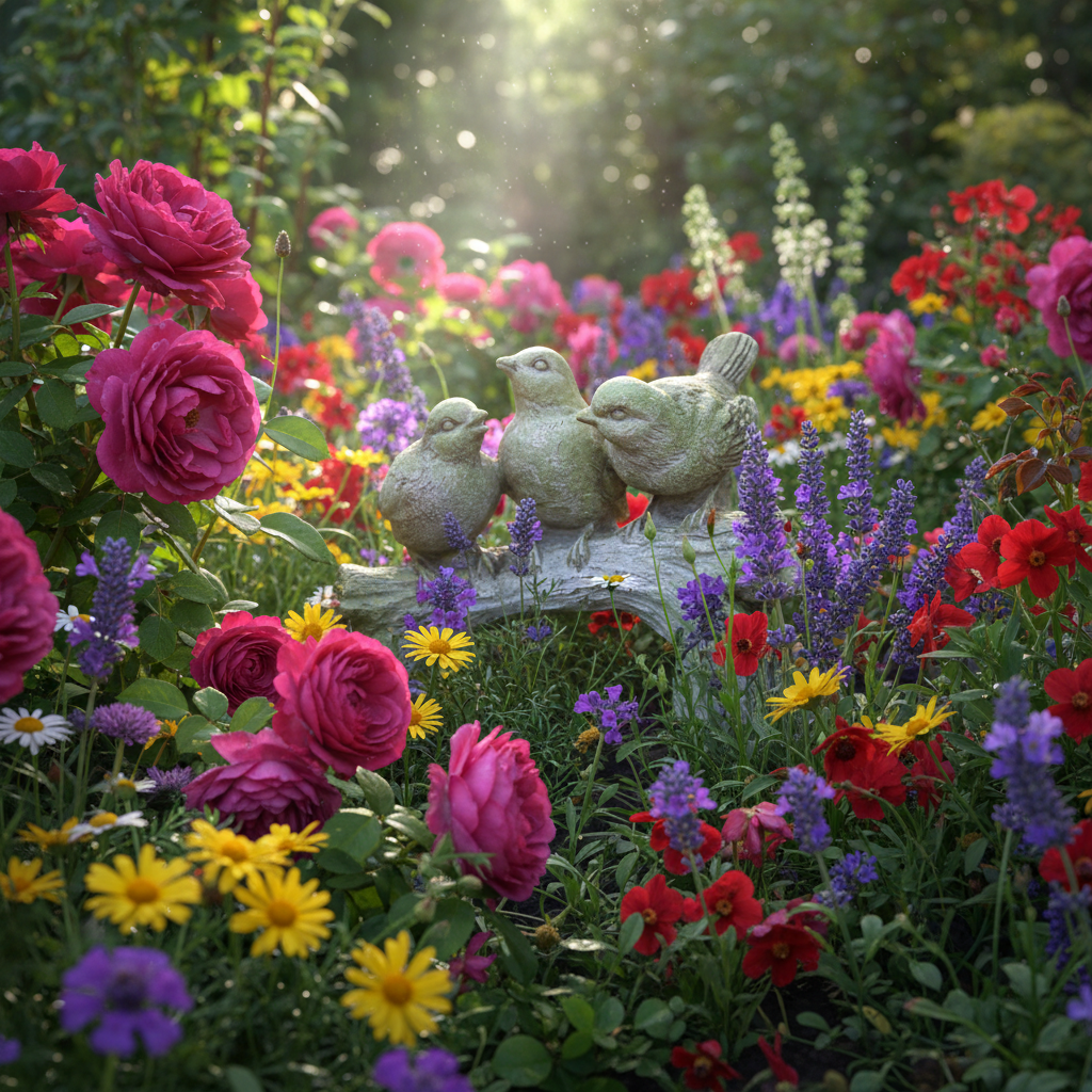 Three Singing Birds Garden Animal Statue