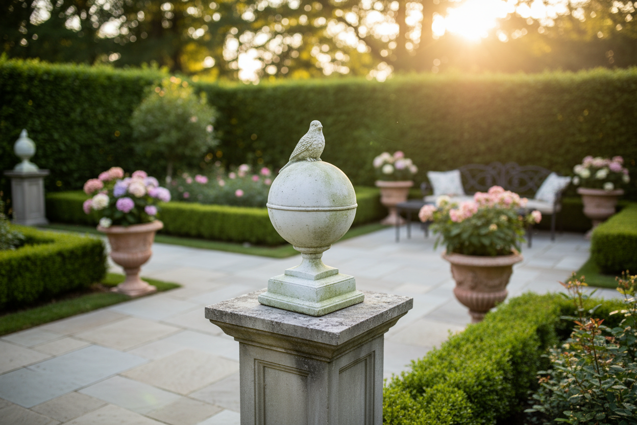 Elegant Perch: Cardinal Finial with Sitting Bird - Garden Display