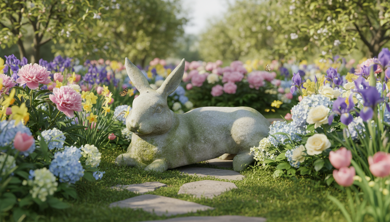 Playful Rabbit Garden Statue | Handcrafted Outdoor Décor