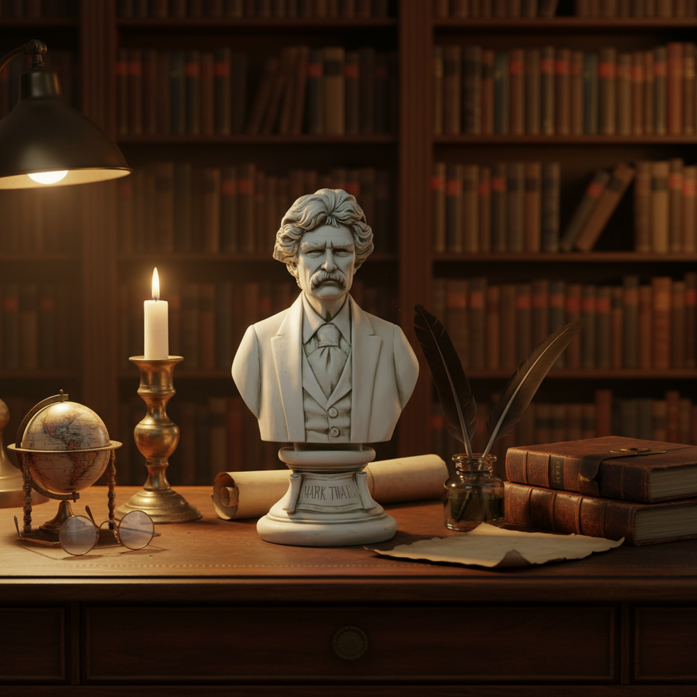 Premium Fiberstone Mark Twain Statue | Handcrafted Literary Tribute
