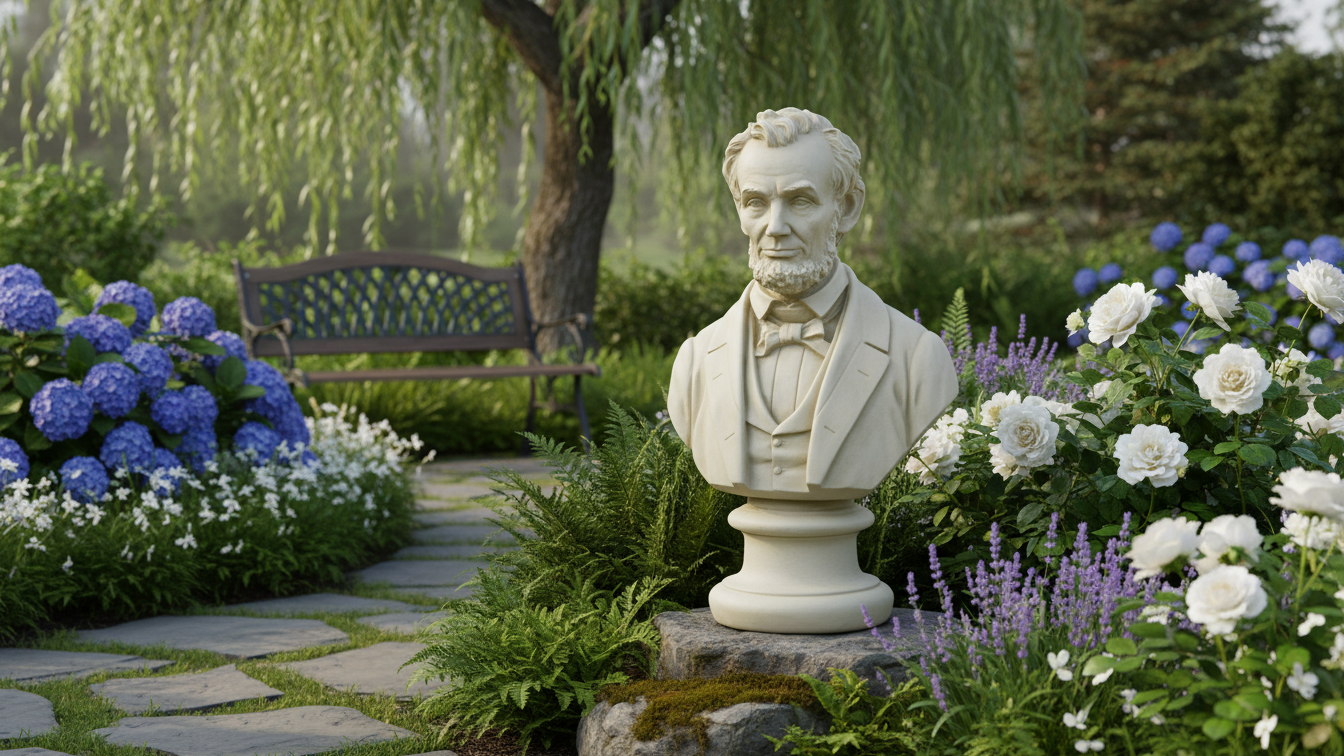 President Lincoln Bust – Antique Stone Finish Sculpture USA Made