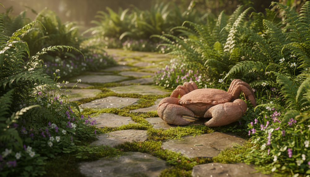 Realistic Stone Crab Garden Statue – Patio & Yard Accent