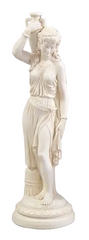 Statue of a classical woman holding a bowl on a white background