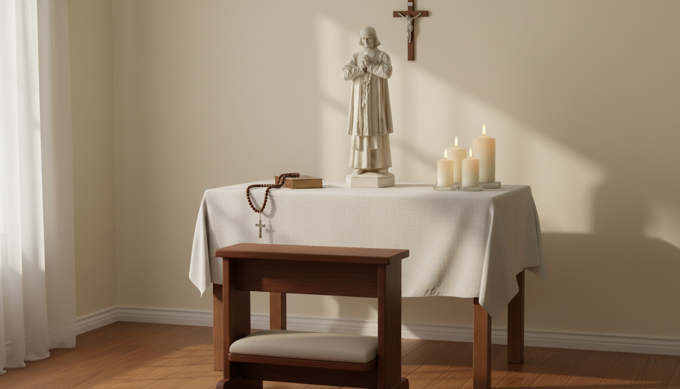 Saint John Vianney Catholic Statue for Home Prayer Altar – Antique Finish