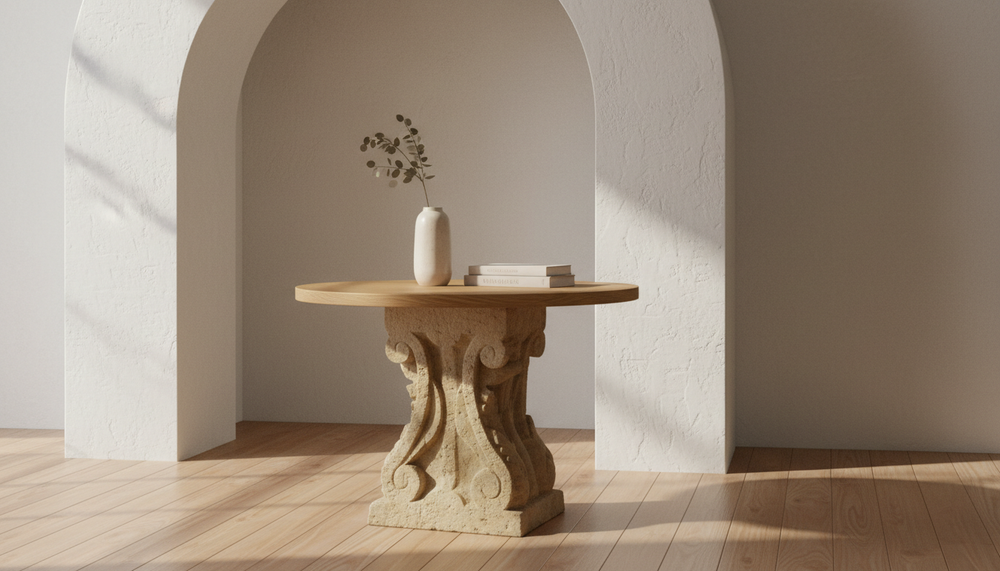 Sandstone Pedestal Base for Table Tops | Stone Table Base 29
