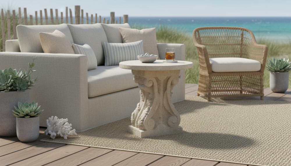 Sculpted Stone-Look Table Base | 29" Fiberstone Pedestal