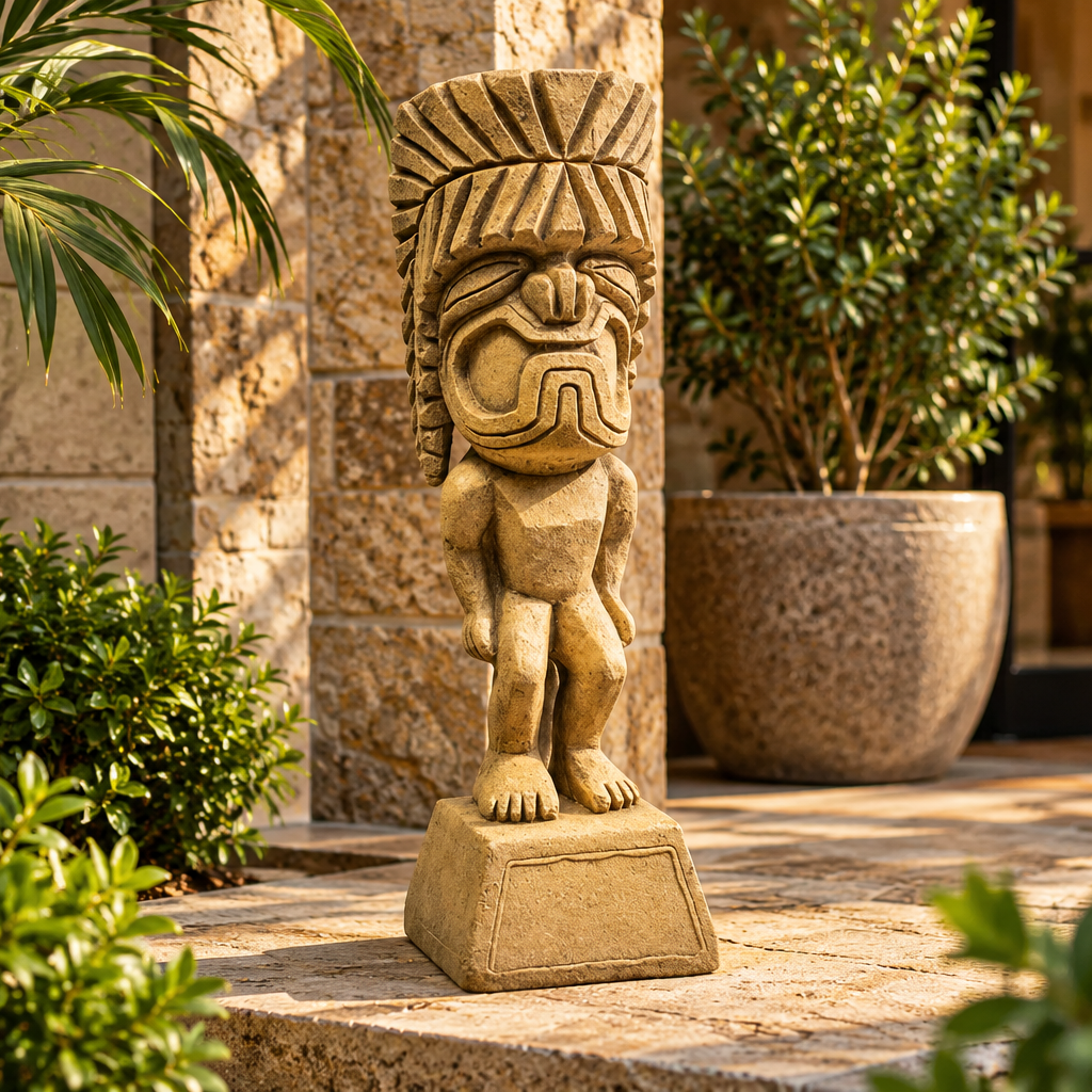 Discover Tropical Charm: Small Tiki God Display Sculpture Statue