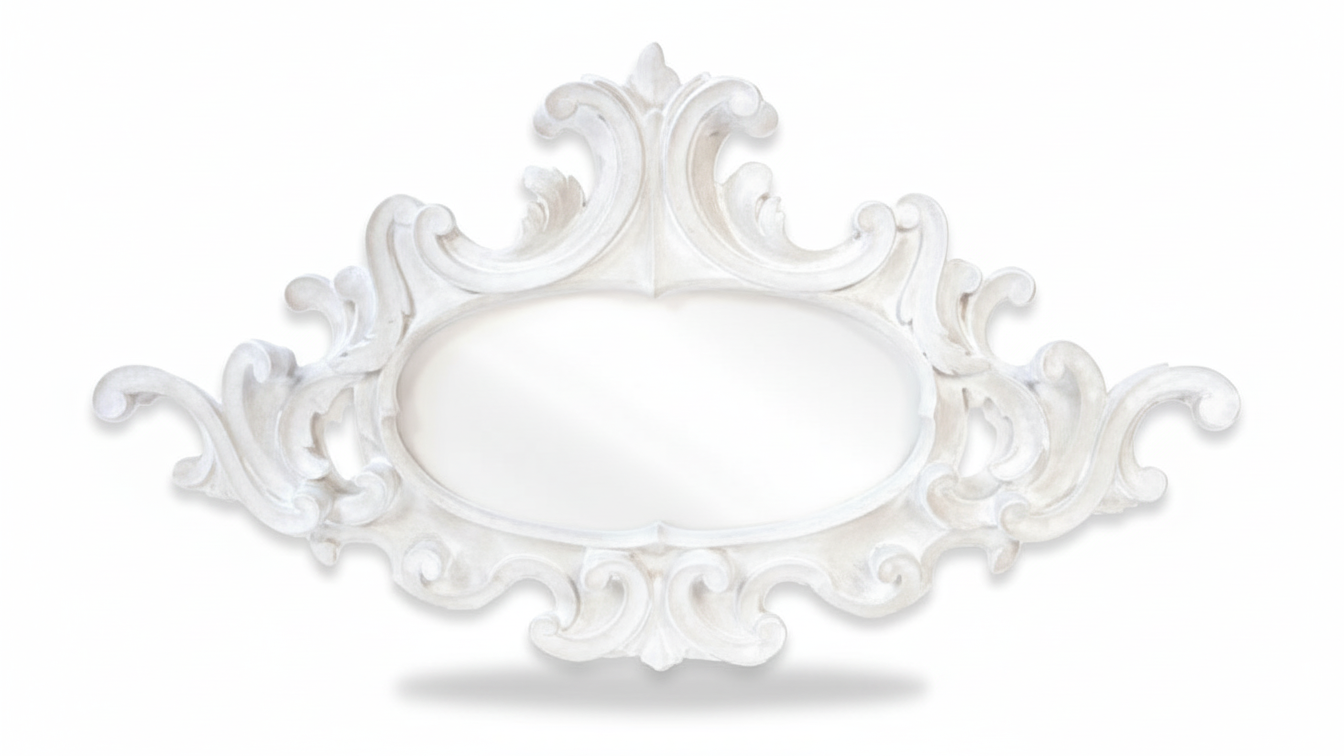 Statement Wall DÃ©cor: 42" Oval Scroll Mirror Sculpture