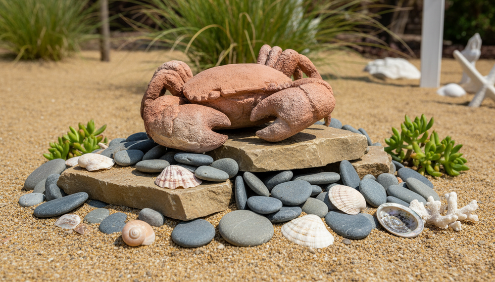 Stone Crab Garden Ornament – Lifelike Outdoor Sculpture