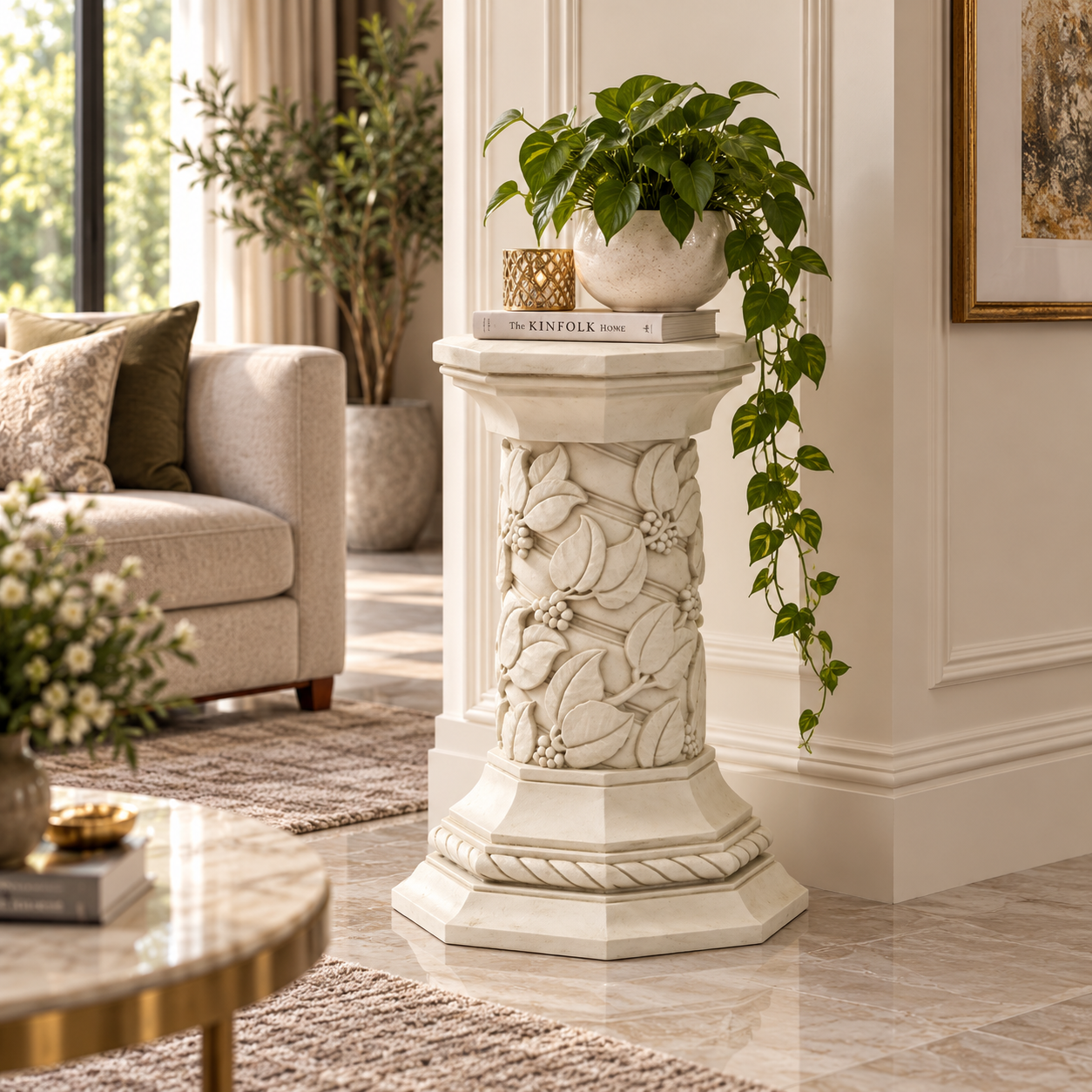 Turner Pedestal 16: Architectural Small Pedestal for Stylish Displays -18"H