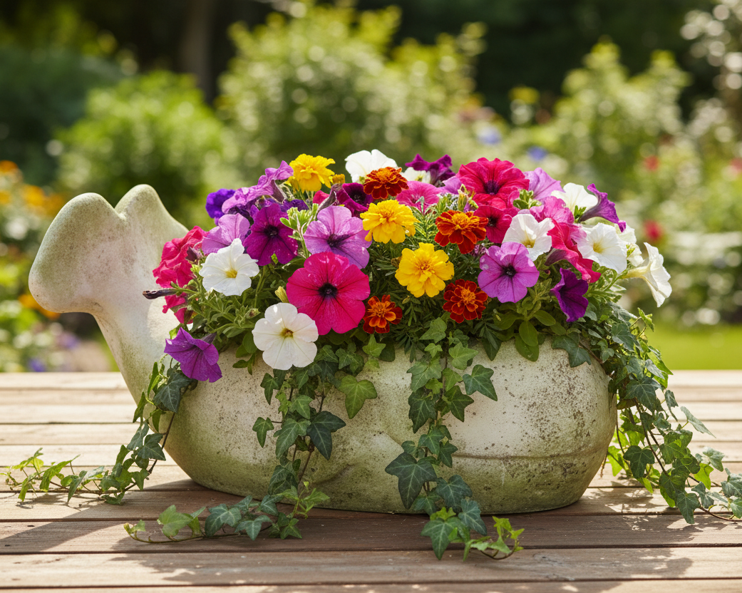 Whale Planter Animal Sculpture — Coastal Garden Art with Functional Planting Style 