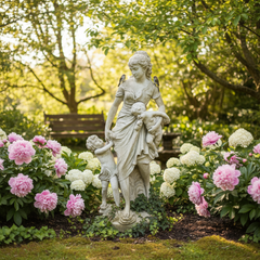 Cherished Moments Garden Sculpture - Endearing Statue Celebrating a Mother with Her Children