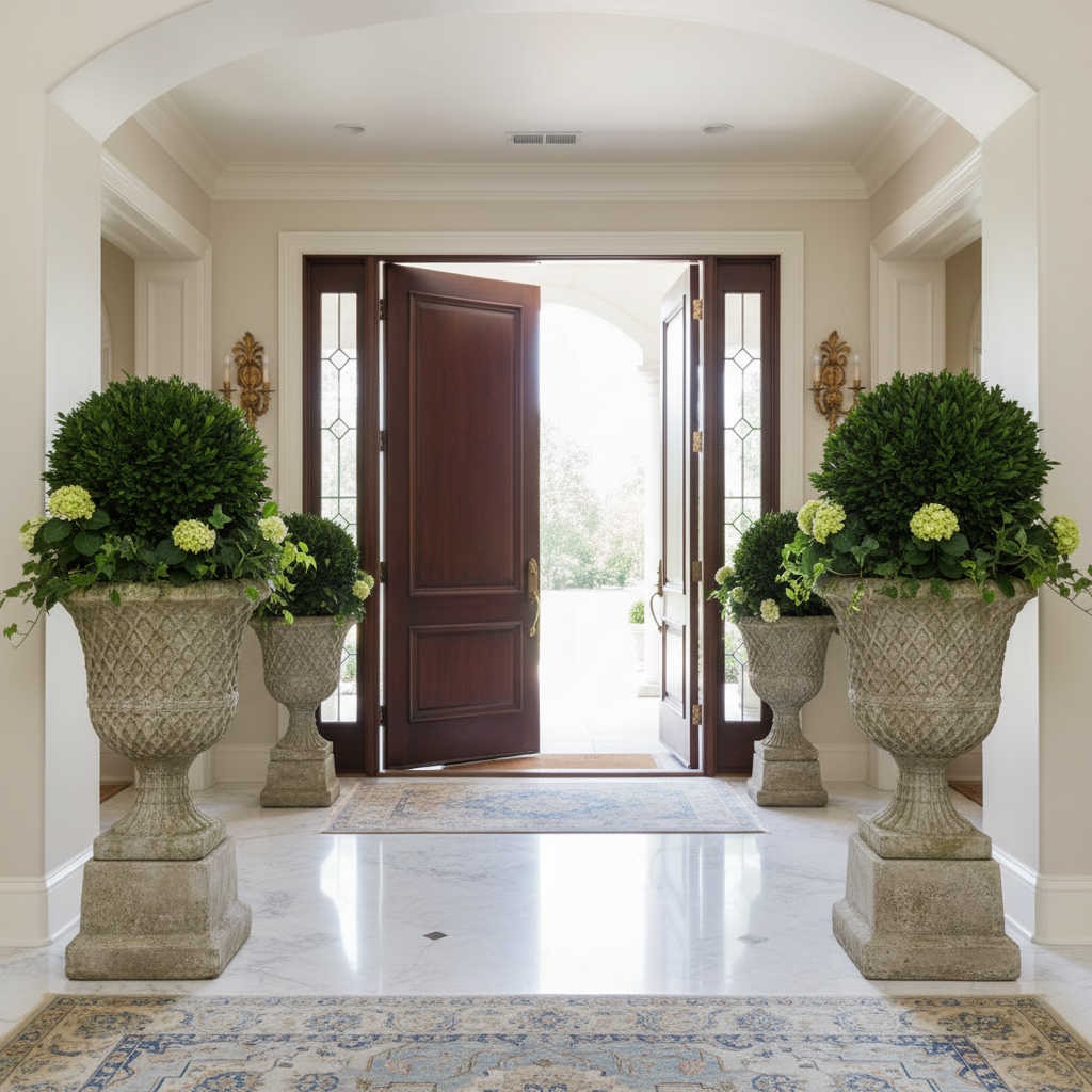 Elegant Lattice Button Urn: Planters Sculpture for Exquisite Home Decor