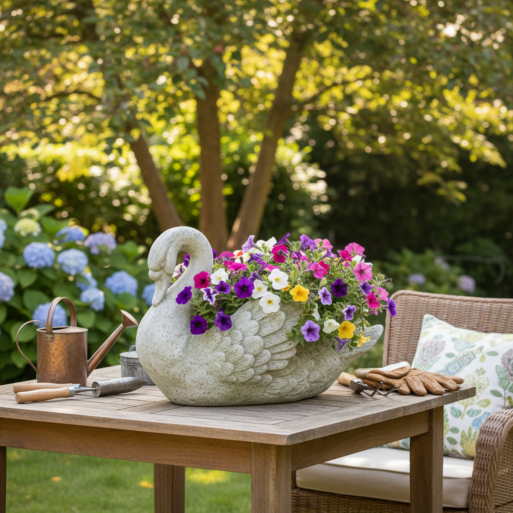 Graceful Elegance - Swan Planter Animal Planters Sculpture Statue