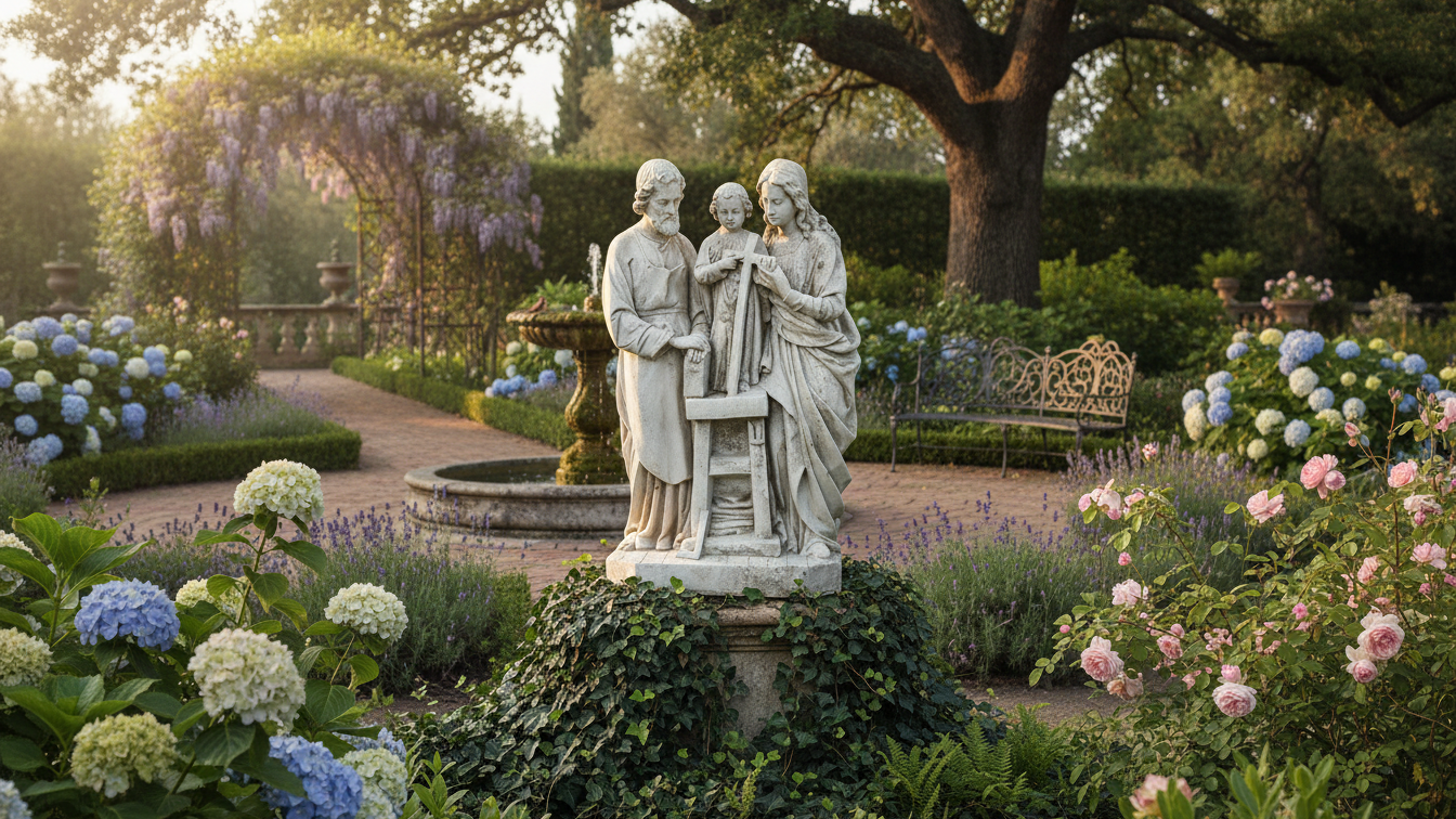 La Famiglia Santa Religious Holy Family-25H Garden Sculpture