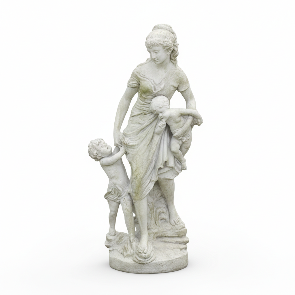 Cherished Moments Garden Sculpture - Endearing Statue Celebrating a Mother with Her Children