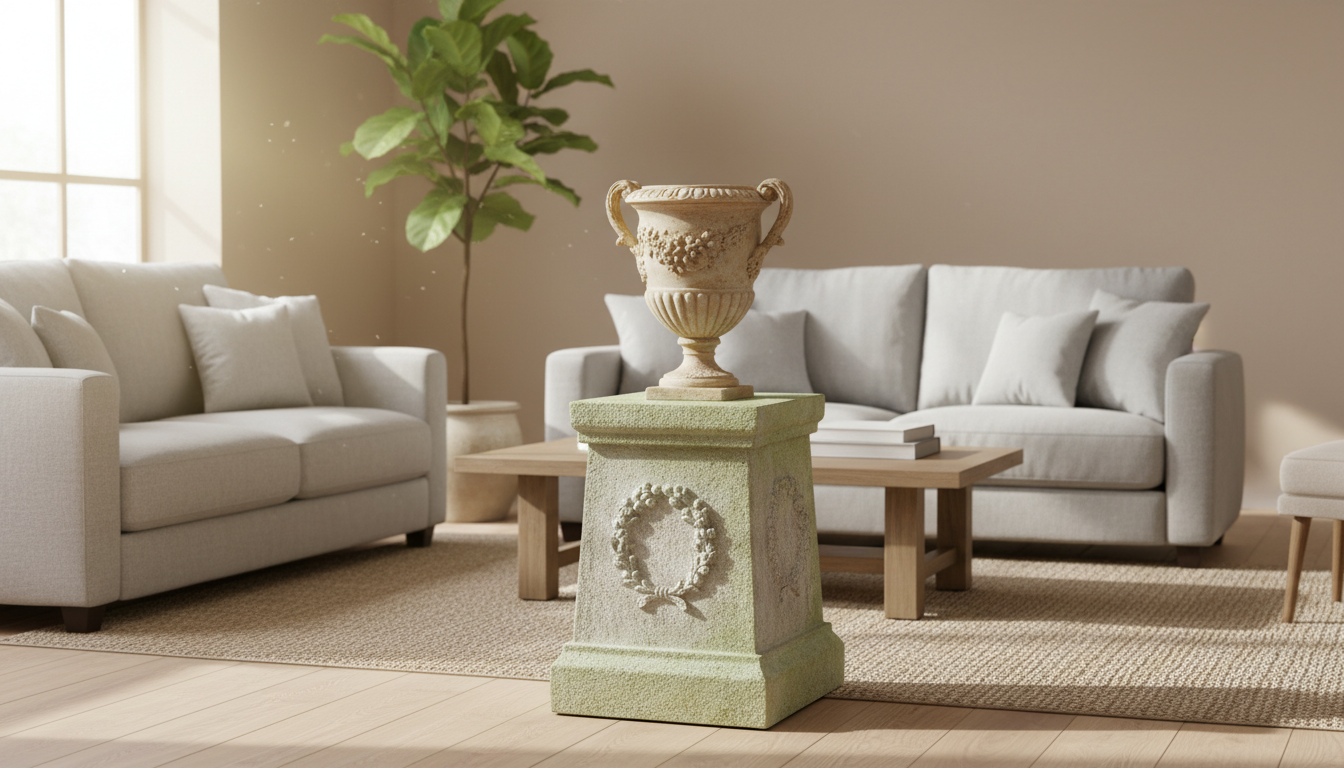 Wreath Pedestal 18” – Classical Pedestal Sculpture | XoticBrands