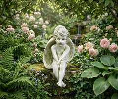 Meditation Cherub 15 Medium Garden Angel Statue