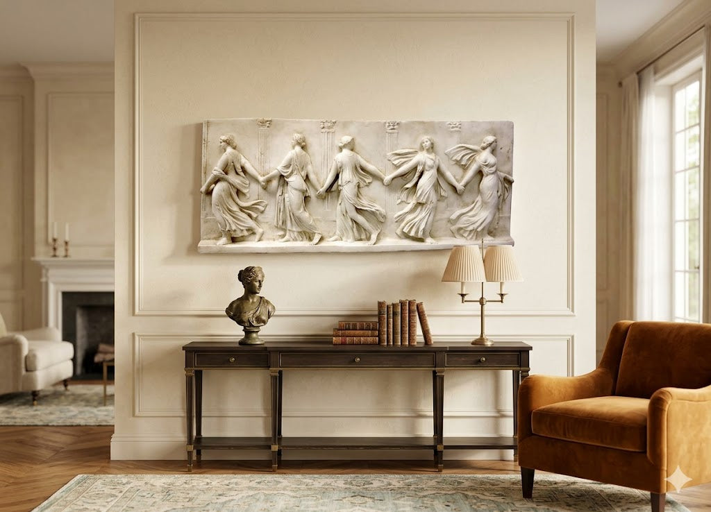 Enchanting Bacchantes Dance Wall Sculpture: A Captivating Artwork for Your Walls