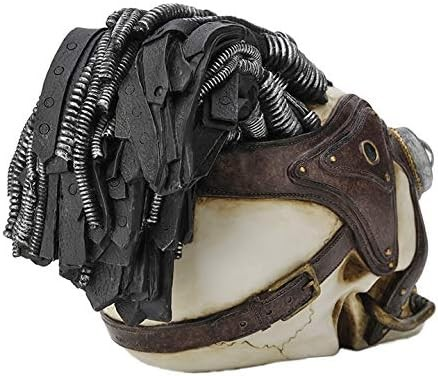  Steampunk Skull With Wire Hair And Leather Goggles Myth & Legend Classic Statue Sculpture, Myth & Legend, XoticBrands Home Decor