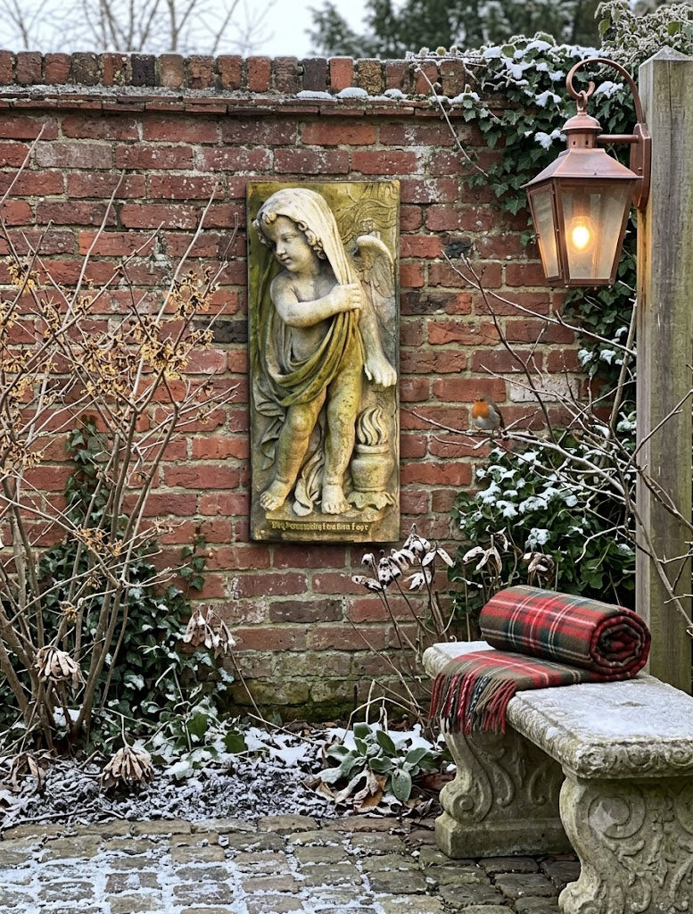 Little Boy Winter Plaque 30 Garden Display