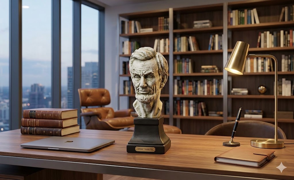Stoic Tribute: Lincoln Bust Sculpture