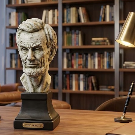Stoic Tribute: Lincoln Bust Sculpture