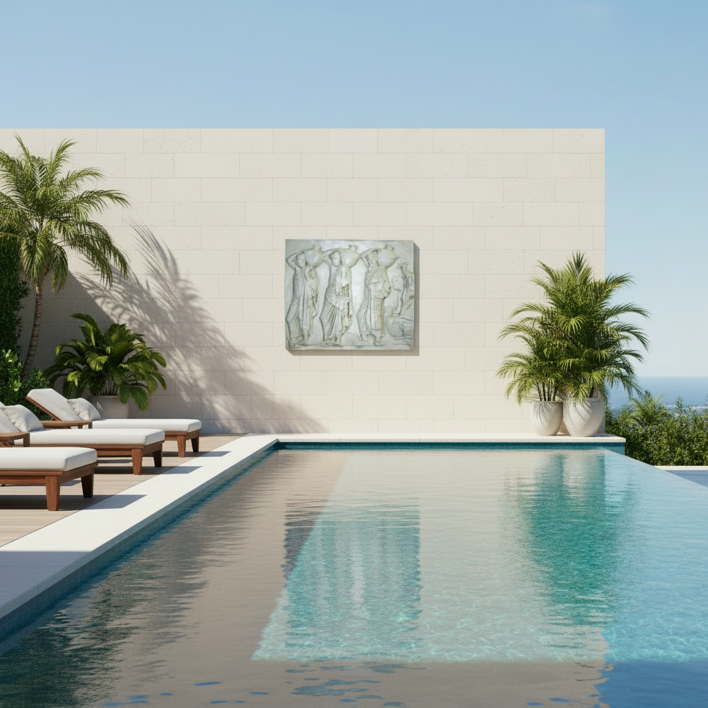 Urn Carrier Frieze Animal Wall Sculpture: Handcrafted DÃ©cor