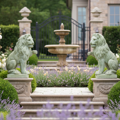 Majestic Presence Unleashed: Lion Left Paw Up Garden Animal Statue for Grand Outdoor Décor
