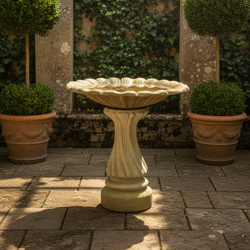 Blooming Birdbath Garden Display