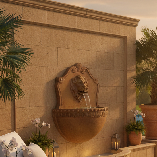 Donatello's Pride: The Lion Wall Fountain Animal Sculpture