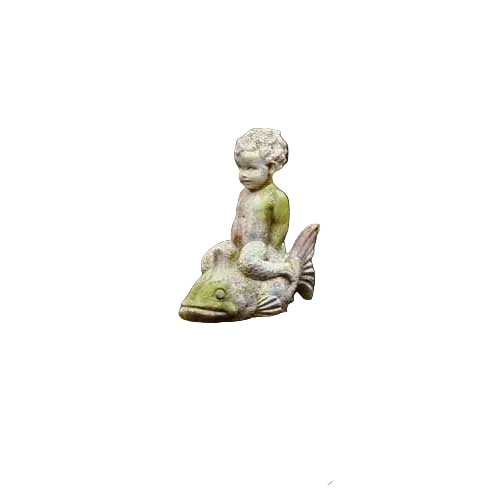 Young Adventurer Riding Fish Animal Sculpture