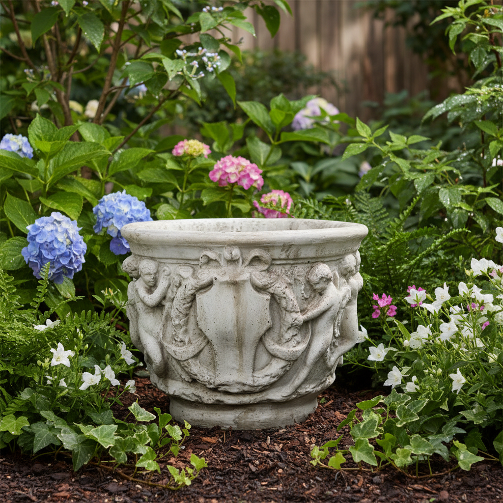 Elegant Cherub Bell Pot: 14" Height - Planters Sculpture for Exquisite Home Décor