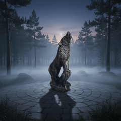 Wolf Howling Garden Animal Statue