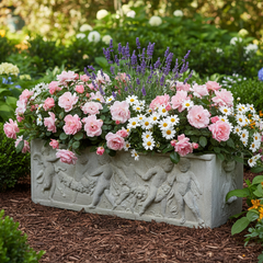 Heavenly Guardian: The Rectangular Cherub Planter Angel Sculpture