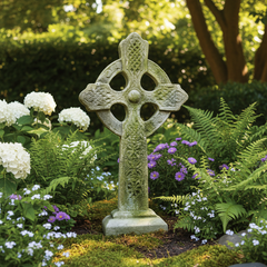 Enchanting Celtic Cross Tabletop Garden Sculpture Statue
