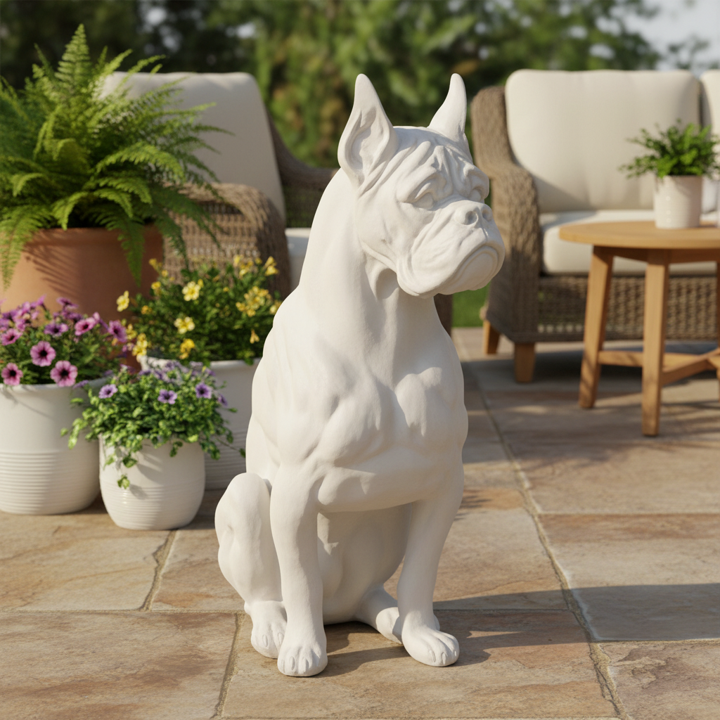 Dynamic Guardian: The Vigilant Boxer Dog Animal Sculpture