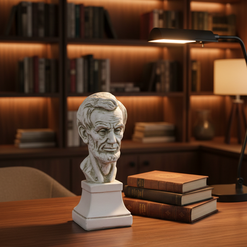 Stoic Tribute: Lincoln Bust Sculpture