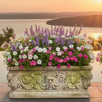 Enchanting Greenman Rectangle Urn - 11" Height: Planters Sculpture