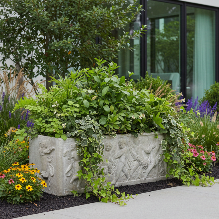 Heavenly Guardian: The Rectangular Cherub Planter Angel Sculpture