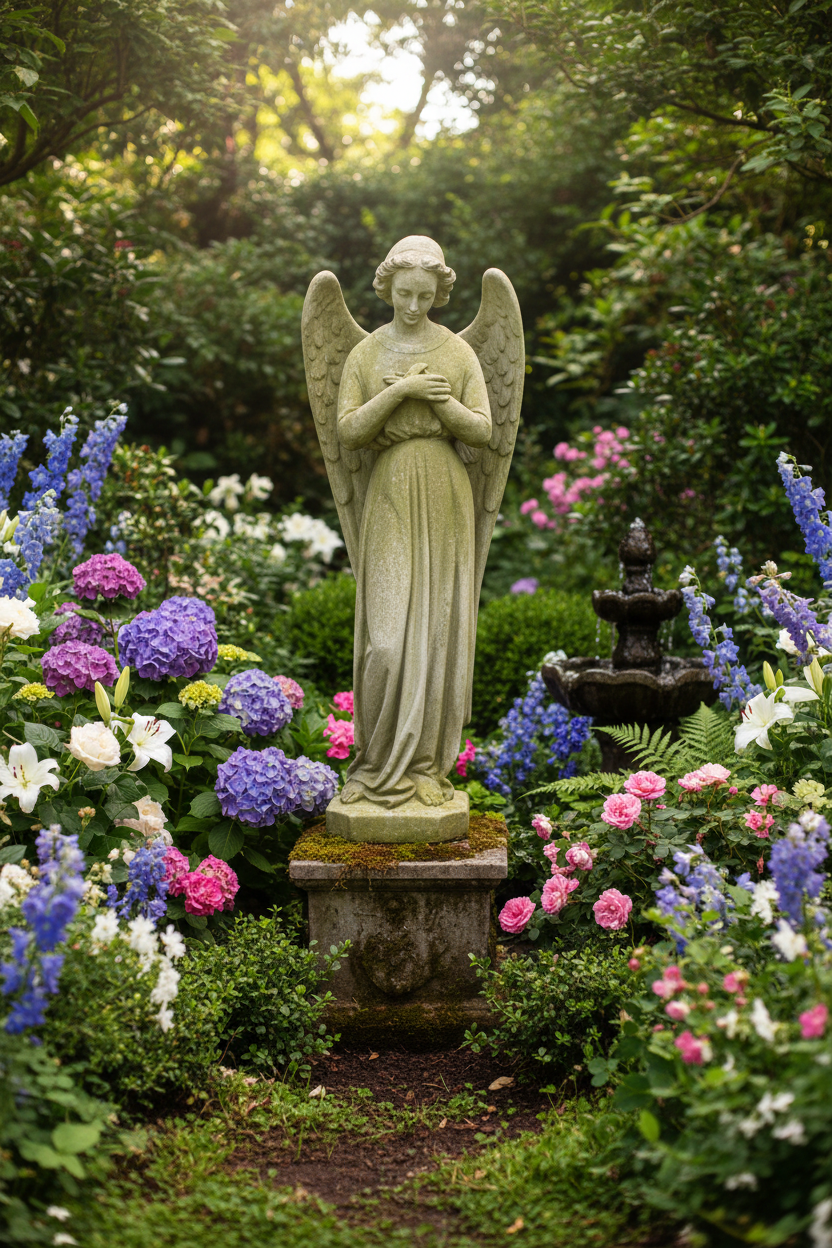Divine Harmony: Angel Cari-Cross - Garden Angel Statue Sculpture