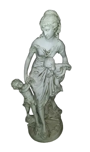 Nurturing Love: Mother with Children - Garden Sculpture